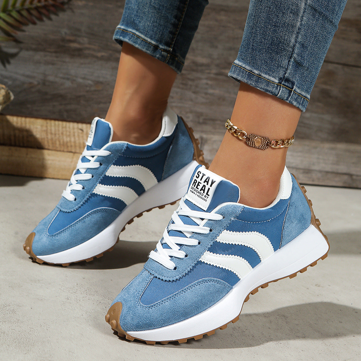 Women's Retro Striped Casual Sneakers