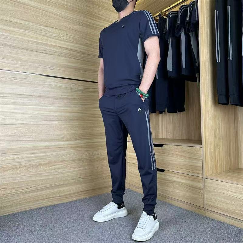 🌴Summer Specials❄️Men's Casual Sports Short Sleeve Long Pants (2-Piece Set)