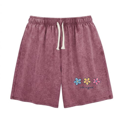 Women's Soft Polyester Blend Washed Floral Shorts, Casual Summer Travel Streetwear Bottoms