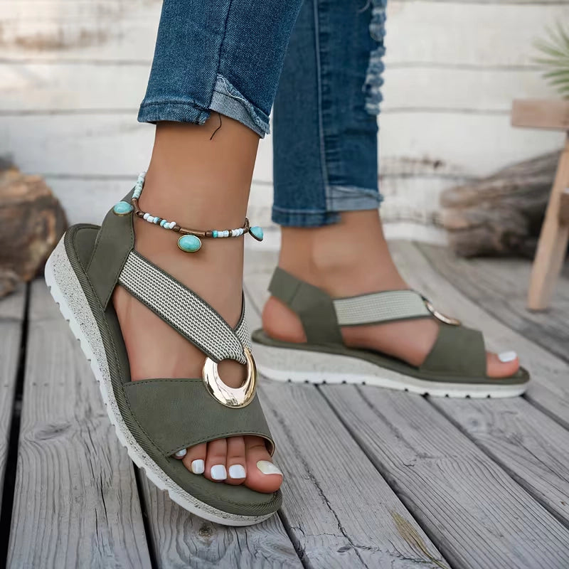 Ladies' Flat Sandals, Comfortable Soft-Soled Sandals with a Single Strap And Open Toe., Women Shoes