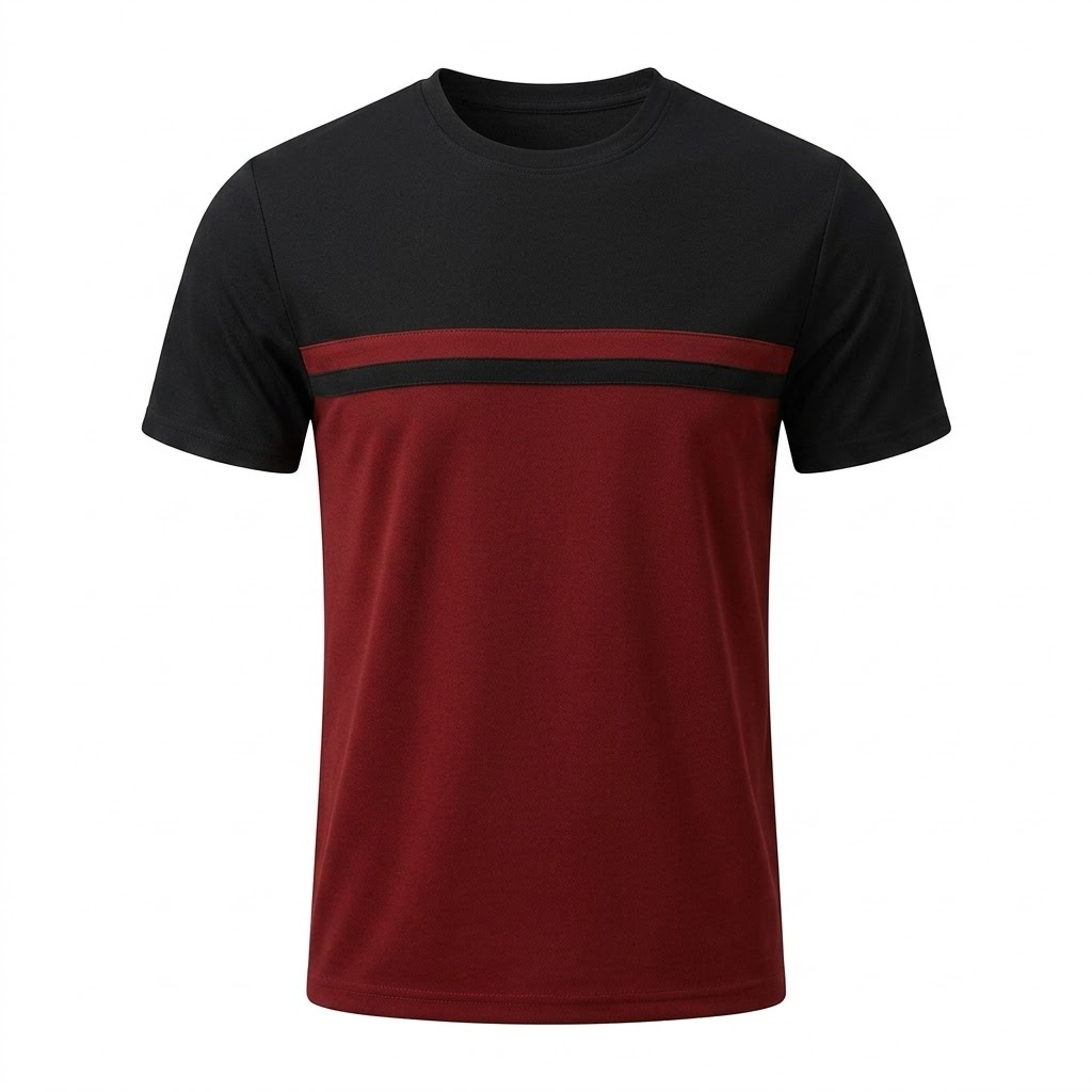Men's color-blocked round neck t-shirt