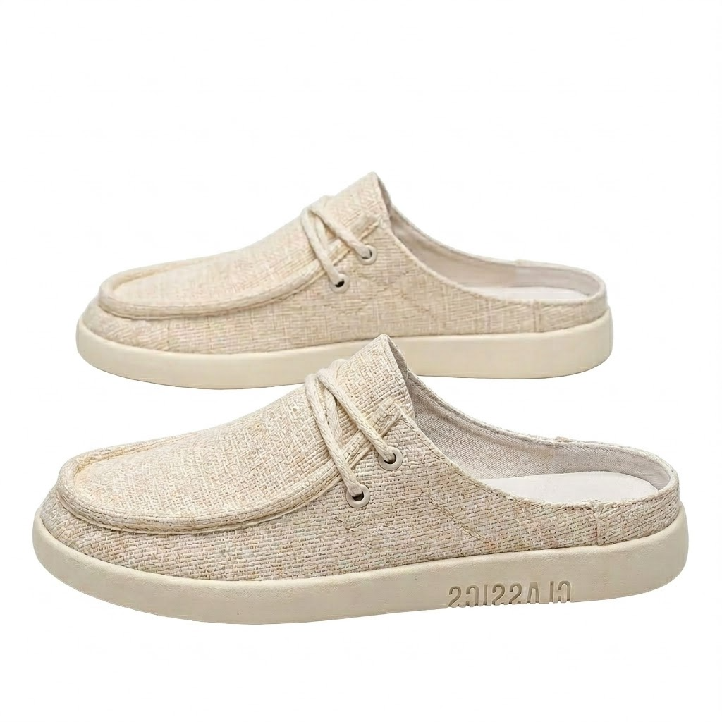 Men's Linen Slip-On Backless Mule Shoes