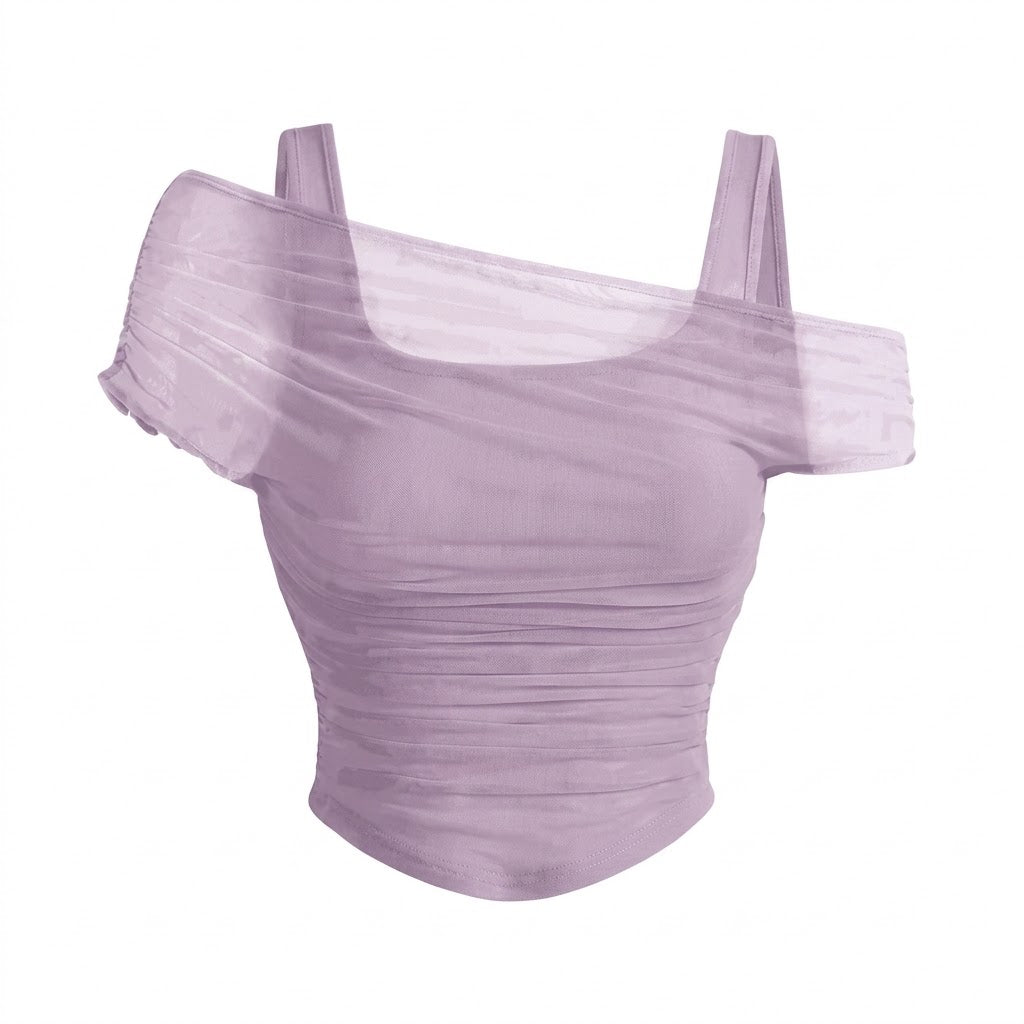 ✨ Elegant Mesh Ruched Strap Top - Your Perfect Date Night & Urban Chic Essential 🥂