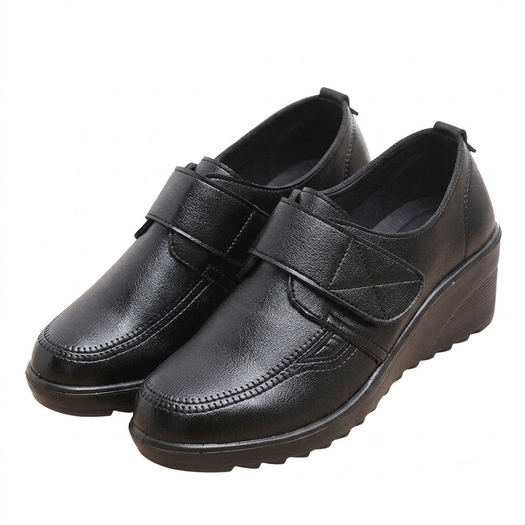 ⏰Limited Time Sale 50% OFF - Comfortable Leather Wedge Shoes with Secure Velcro Strap