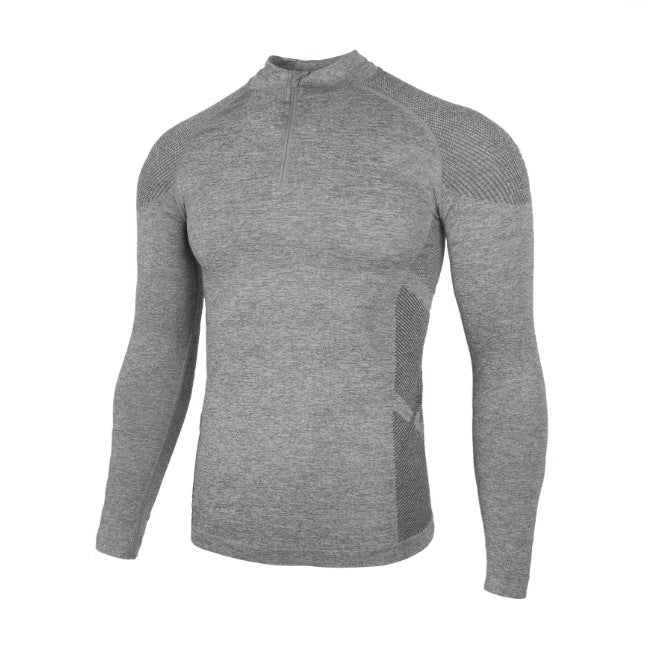 Seamless Muscle-Fit Long Sleeve Gym Top | Physique-Enhancing Jacquard Knit Training T-Shirt | Quick-Dry Activewear for Men