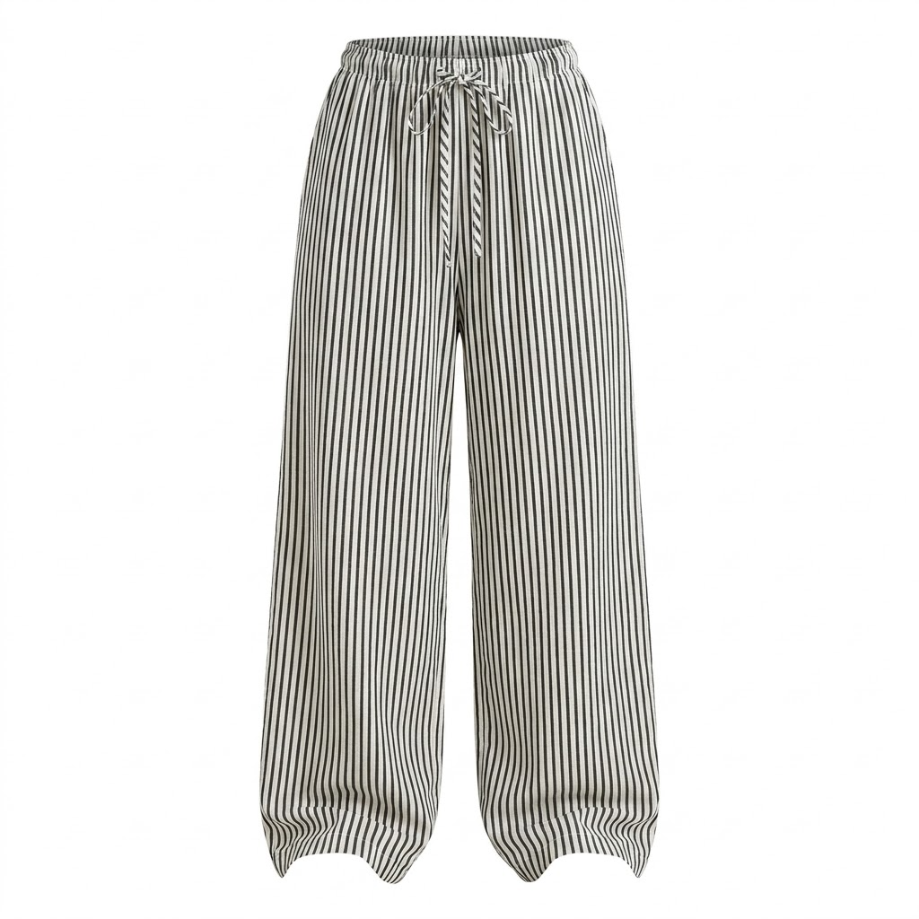 🛒High-Waist Striped Lounge Pants - Breathable Wide-Leg Trousers for Vacation & Daily Wear ✨