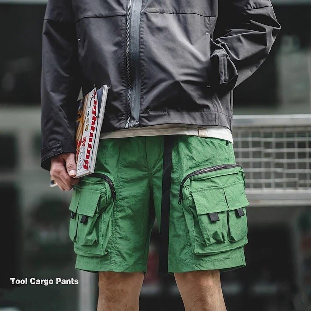 👫 Unisex Retro Multi-Pocket Cargo Shorts 🛠️ - Quick-Dry Tech Fabric 💨 - Vintage Urban Utility Shorts 🛹