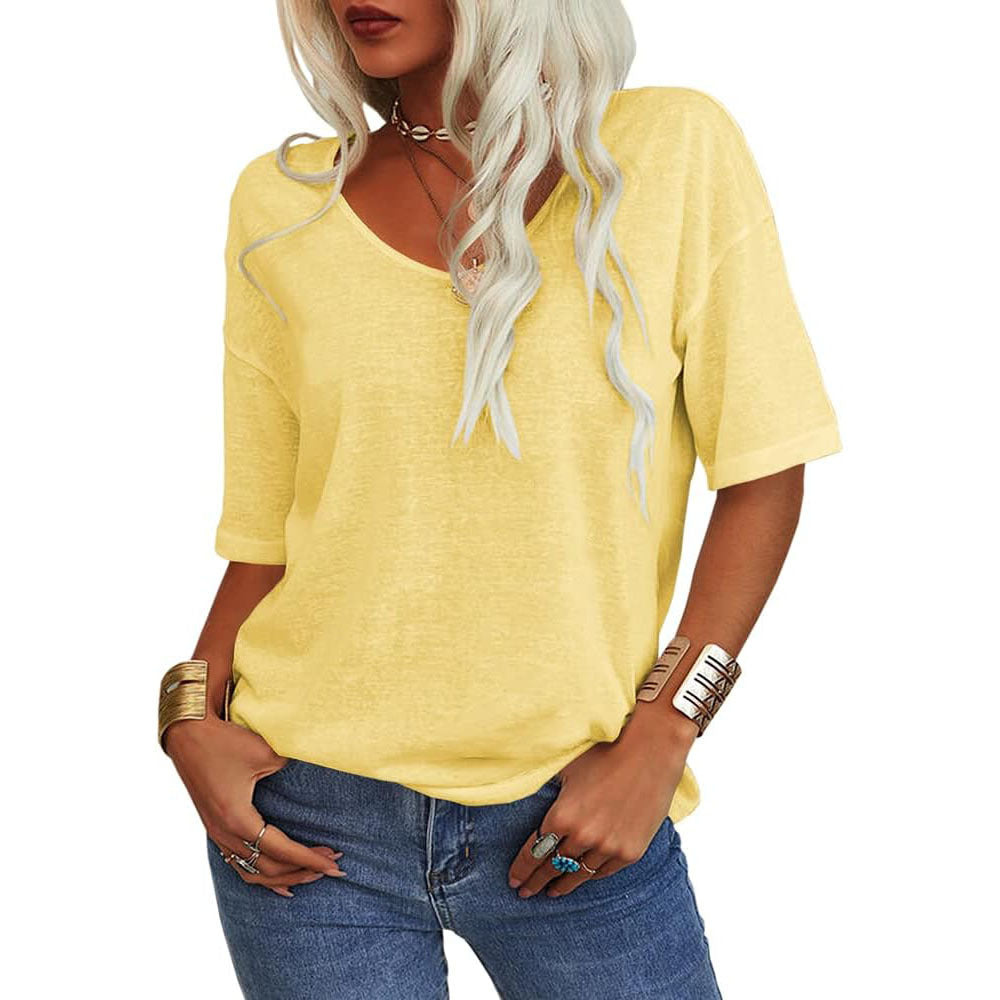 ✨Women's Solid Color V-Neck T-shirt [On Sale & Quick Ship!