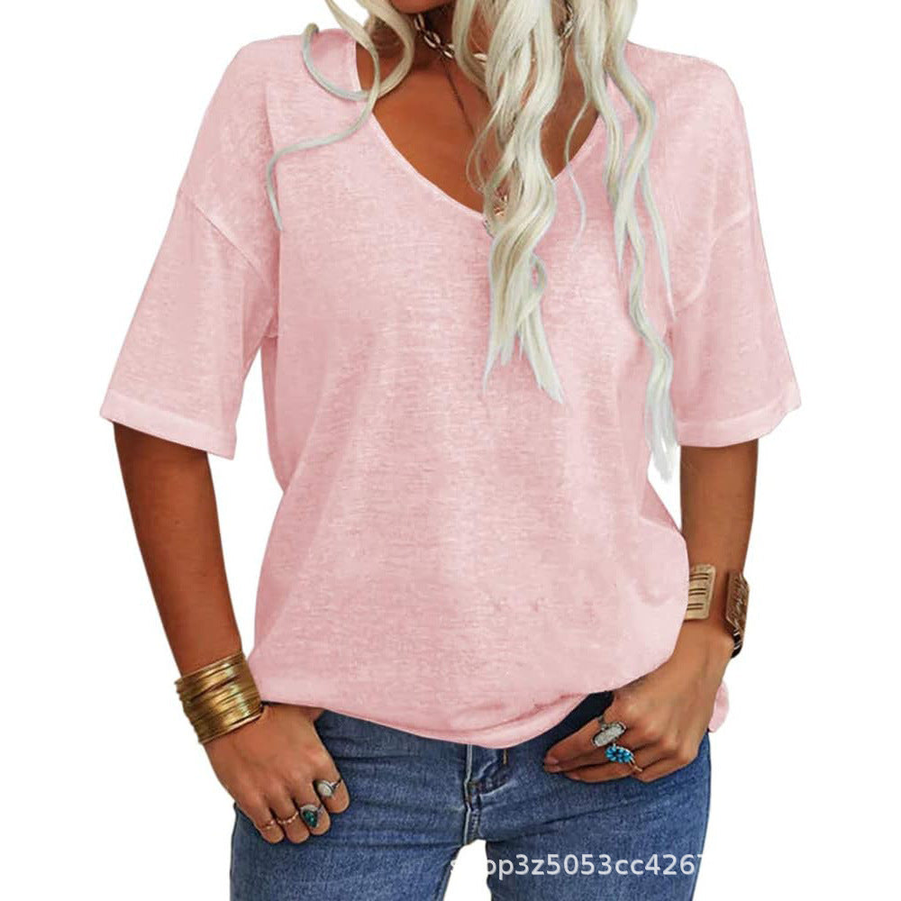 ✨Women's Solid Color V-Neck T-shirt [On Sale & Quick Ship!