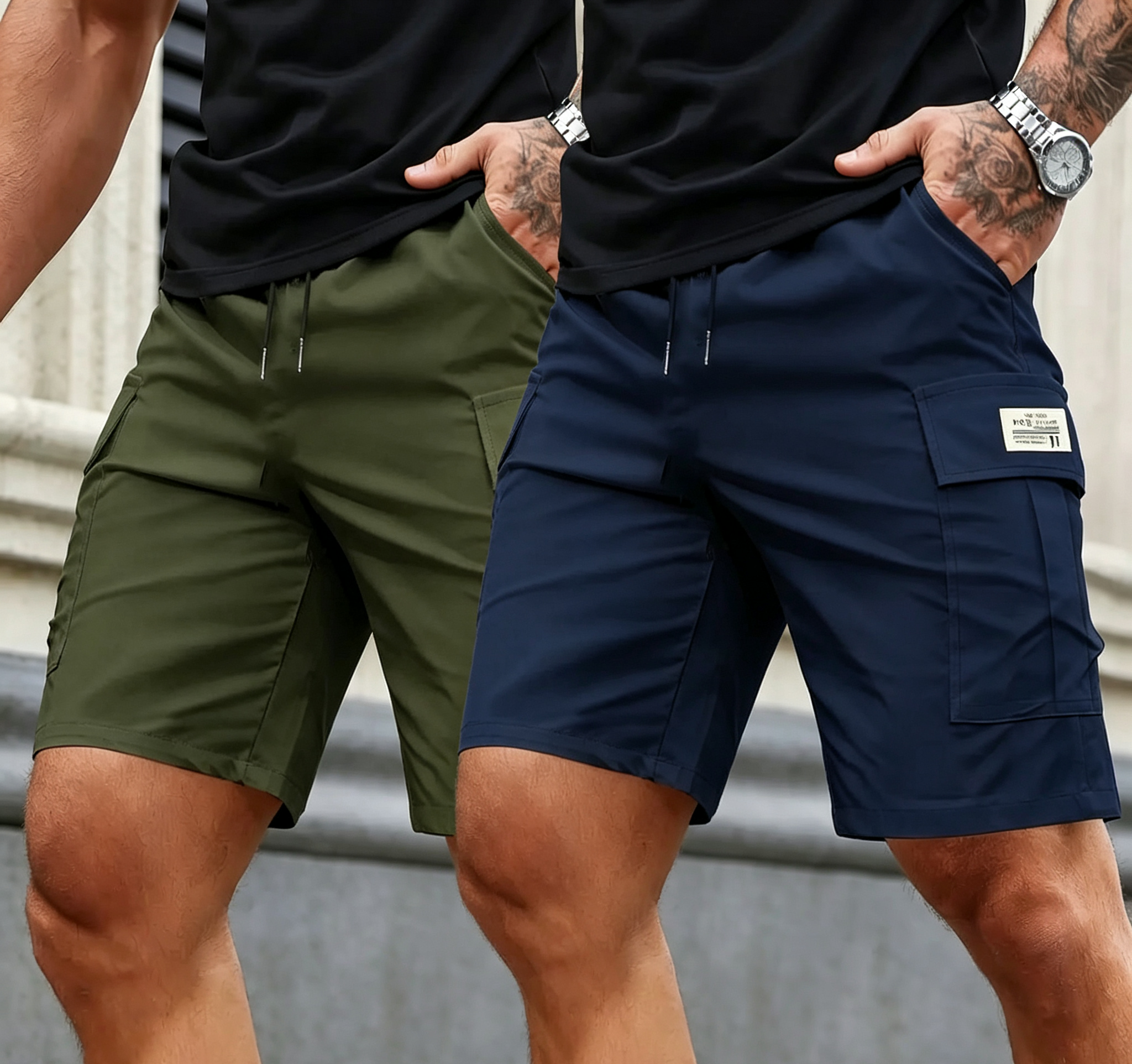 Men’s Summer Quick‑Dry Cargo Shorts  Loose Fit Knee Length