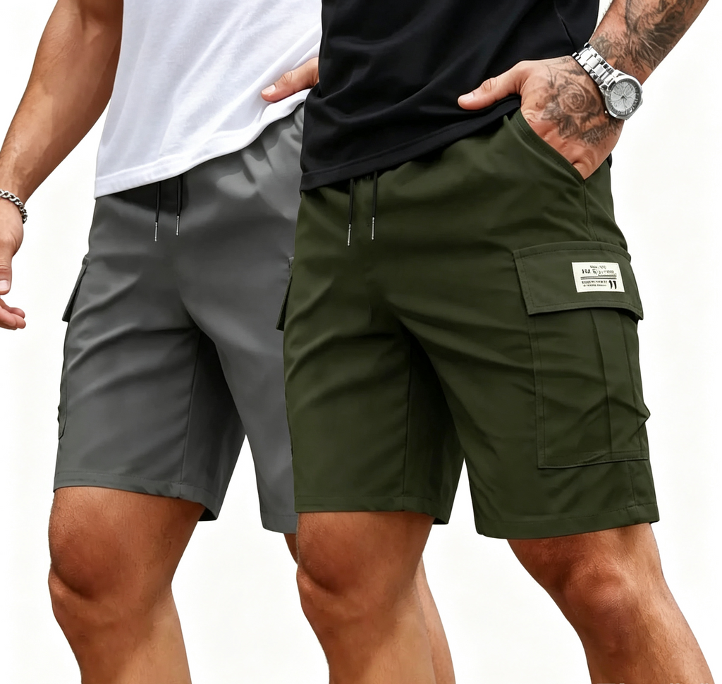 Men’s Summer Quick‑Dry Cargo Shorts  Loose Fit Knee Length