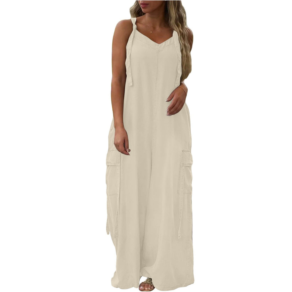 Women's loose-fitting jumpsuit with wide legs and pockets