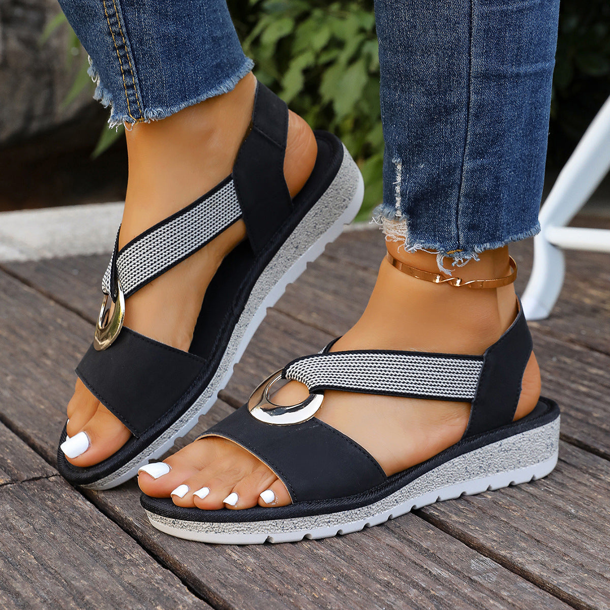 Ladies' Flat Sandals, Comfortable Soft-Soled Sandals with a Single Strap And Open Toe., Women Shoes