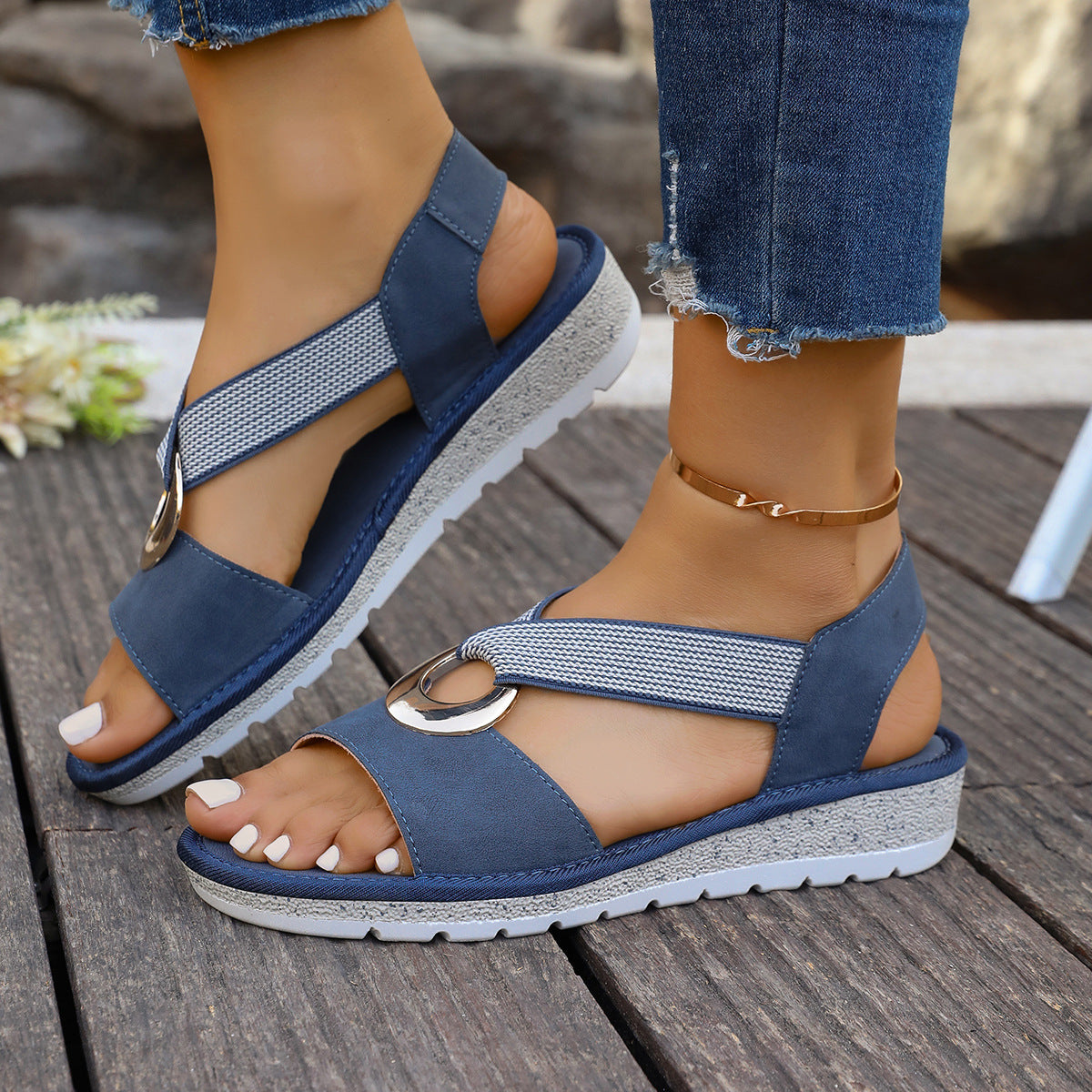 Ladies' Flat Sandals, Comfortable Soft-Soled Sandals with a Single Strap And Open Toe., Women Shoes