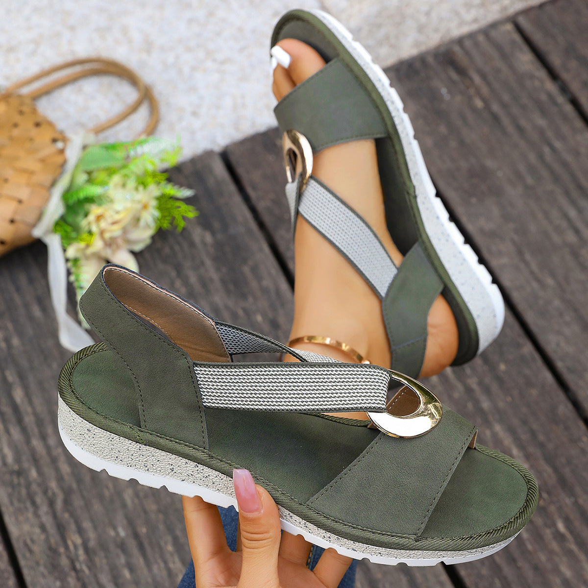 Ladies' Flat Sandals, Comfortable Soft-Soled Sandals with a Single Strap And Open Toe., Women Shoes