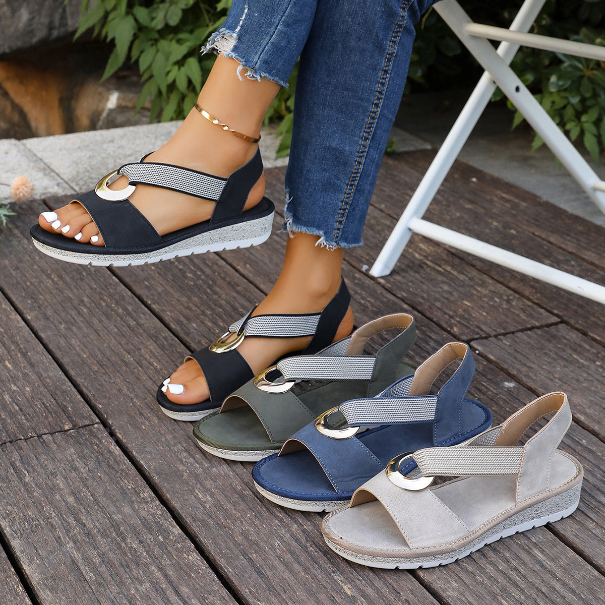 Ladies' Flat Sandals, Comfortable Soft-Soled Sandals with a Single Strap And Open Toe., Women Shoes