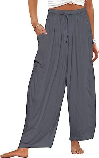 Women Comfort Lightweight Linen Wide Leg Cargo Pants