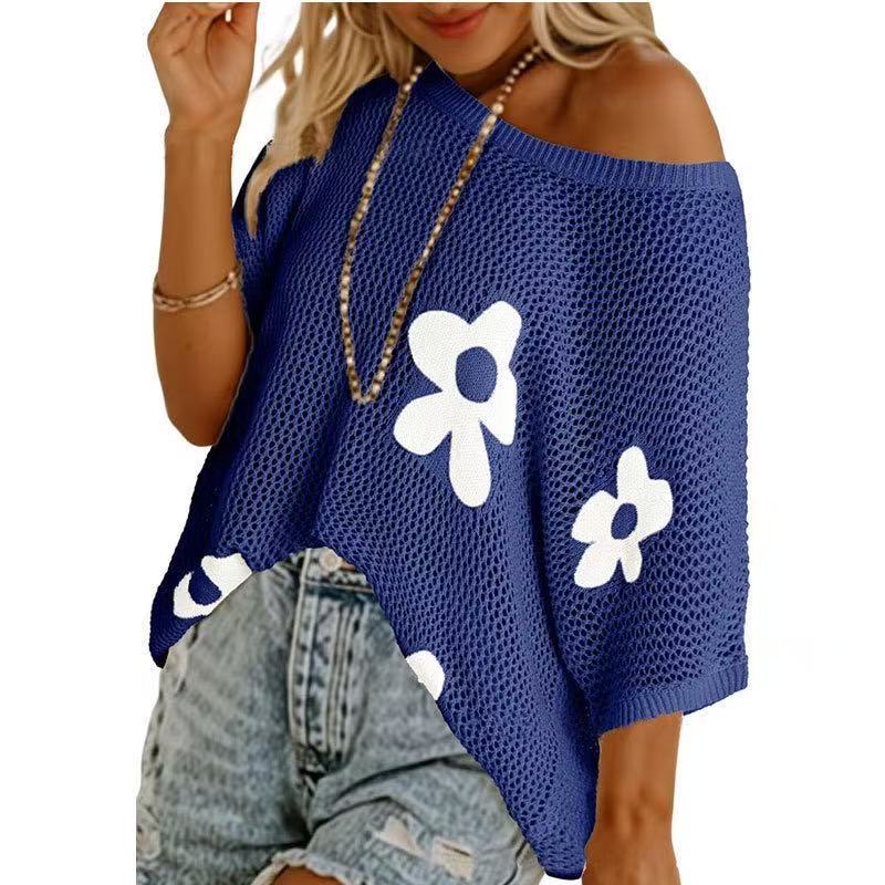 ✨🌴 Floral Crochet Beach Cover-Up Sweater — Lightweight Resort Knit Top