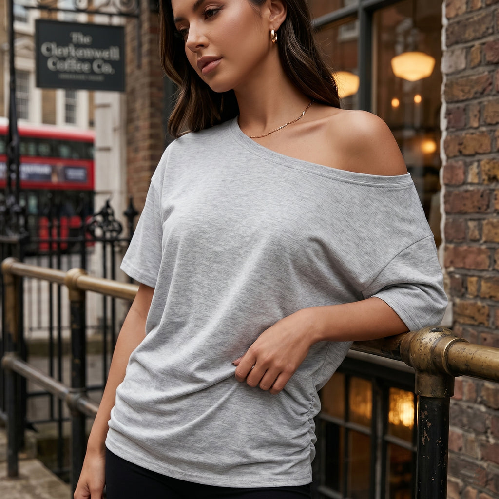 🚀50% OFF | One-Shoulder Oversized Tunic Top | Ultra-Soft Brushed Fabric✨
