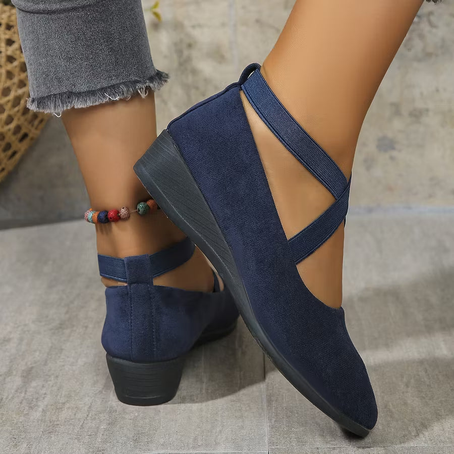 ⏰Limited Time 50% OFF🔥Women’ Closed Wedge Shoes, Stylish Closed Toe Design in Faux Suede Soft Toe Wedge