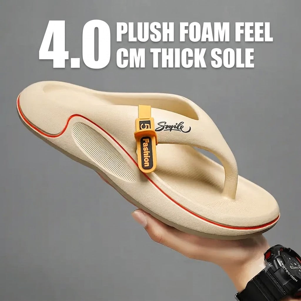 Men's Summer Cloud Flip Flops, Soft Thick Sole Non-Slip Beach Slippers