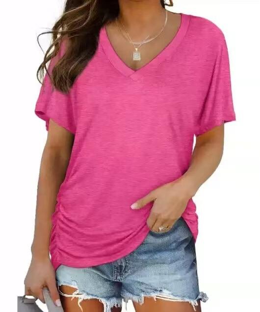 🏷️ 50% OFF SALE |Women's Everyday Comfort Ruched V-Neck T-Shirt