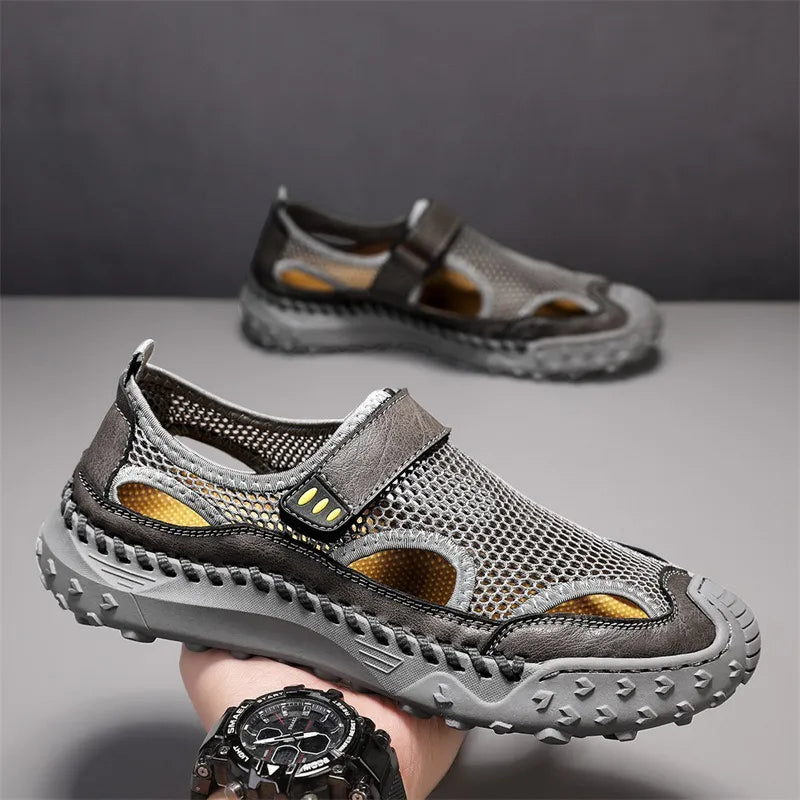 ⏰Last Day! 50% OFF 🔥Men's Handmade Cowhide Breathable Mesh Walking Shoes