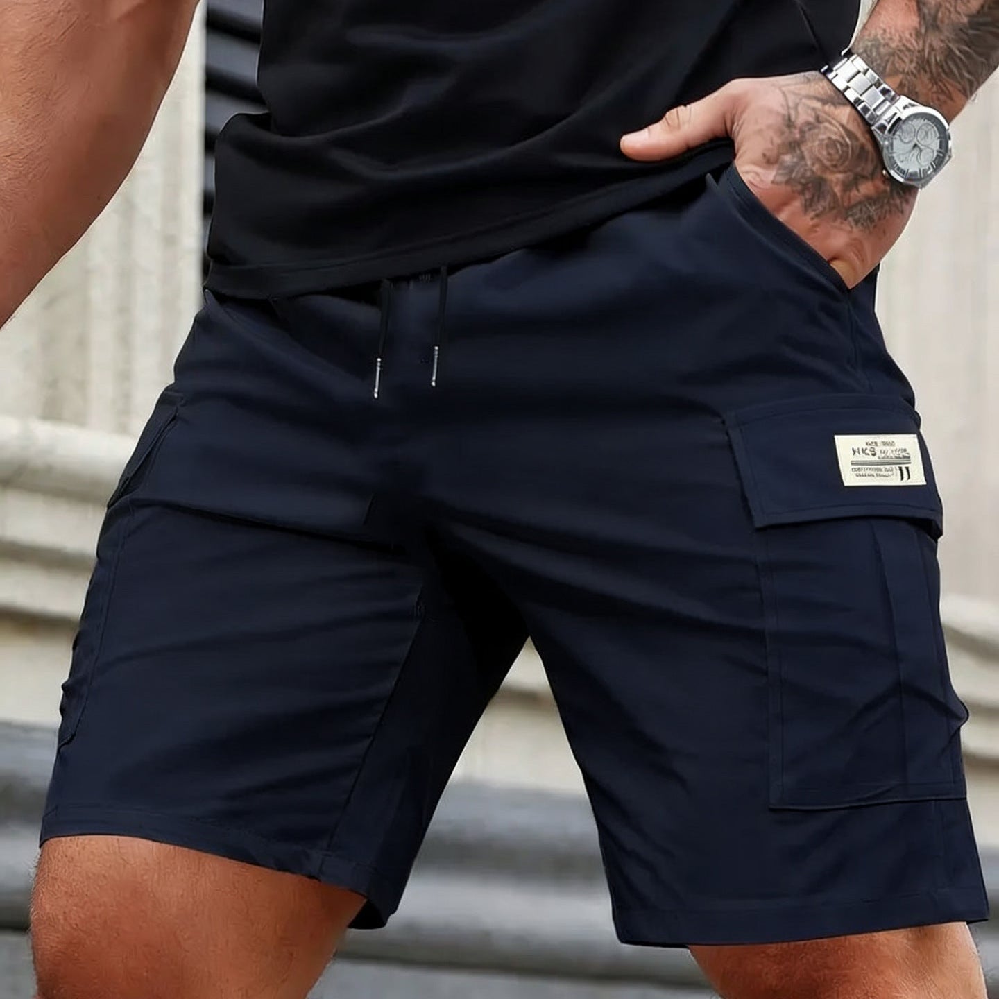 Men’s Summer Quick‑Dry Cargo Shorts  Loose Fit Knee Length