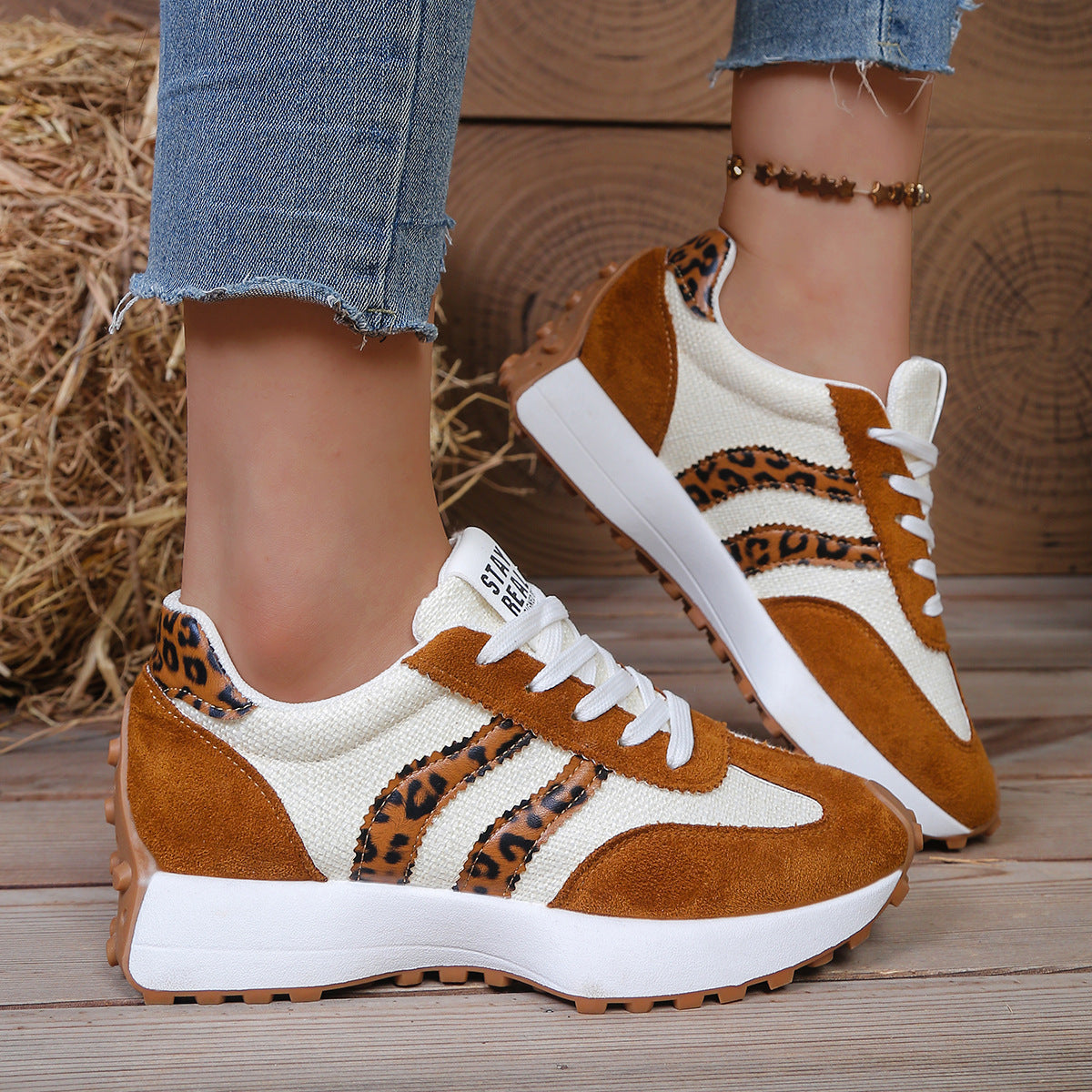 Women's Retro Striped Casual Sneakers