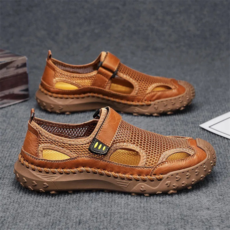 ⏰Last Day! 50% OFF 🔥Men's Handmade Cowhide Breathable Mesh Walking Shoes