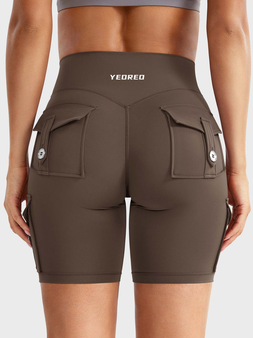 High Waist Cargo Yoga Shorts – Button Pockets, Butt Lift &amp; Ultra-Breathable