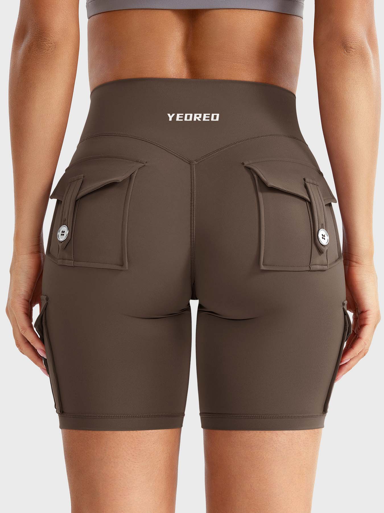 High Waist Cargo Yoga Shorts – Button Pockets, Butt Lift &amp; Ultra-Breathable