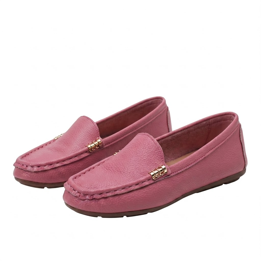 Women's Classic Multicolor Flat Shoes, Stylish Comfortable Casual Footwear, Slip On Flats, Advanced Chic Design with Slanted Metallic Chain Decoration