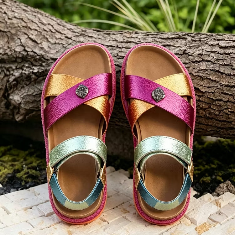 ⏰Blitzangebot 50% RABATT🔥 Sommersandalen im Boho-Stil mit Keilabsatz, Dopamin-Flip-Flops