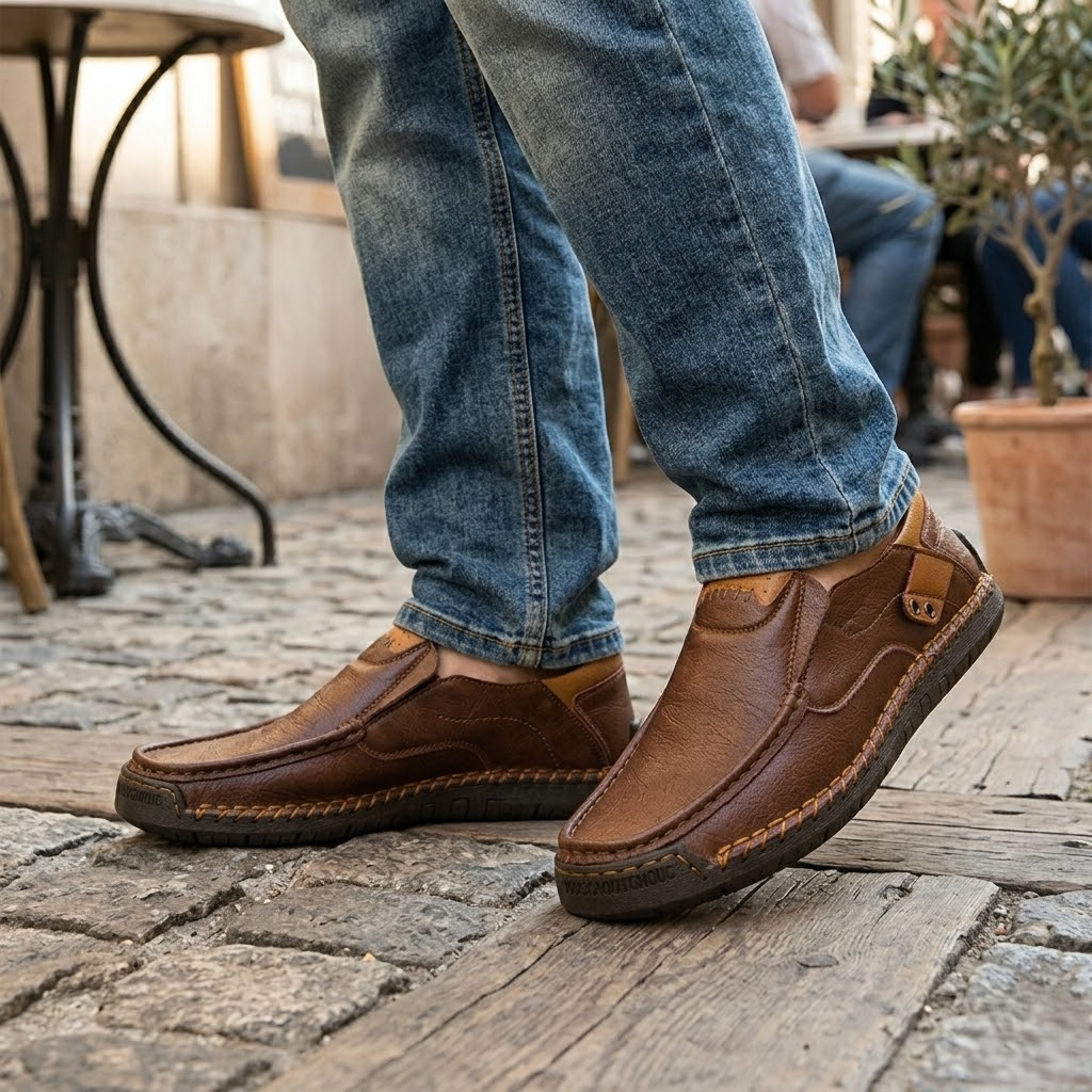 🔥 50% OFF ⏰ Classic Men’s Leather Shoes – Breathable Calfskin, Slip-On Comfort & Timeless Style! 👞✨