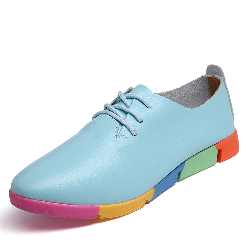 🌈 (50% OFF!) 2026 Women's Genuine Leather Casual Shoes - Breathable Rainbow Sole Loafers - Ultra-Soft & Lightweight Walking Shoes - Size UK 3-10 (EU 35-44)
