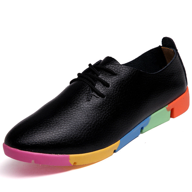 🌈 (50% OFF!) 2026 Women's Genuine Leather Casual Shoes - Breathable Rainbow Sole Loafers - Ultra-Soft & Lightweight Walking Shoes - Size UK 3-10 (EU 35-44)