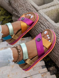 ⏰Blitzangebot 50% RABATT🔥 Sommersandalen im Boho-Stil mit Keilabsatz, Dopamin-Flip-Flops