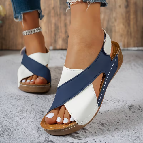 Women's Plus Size Color Block Wedge Heel Sandals