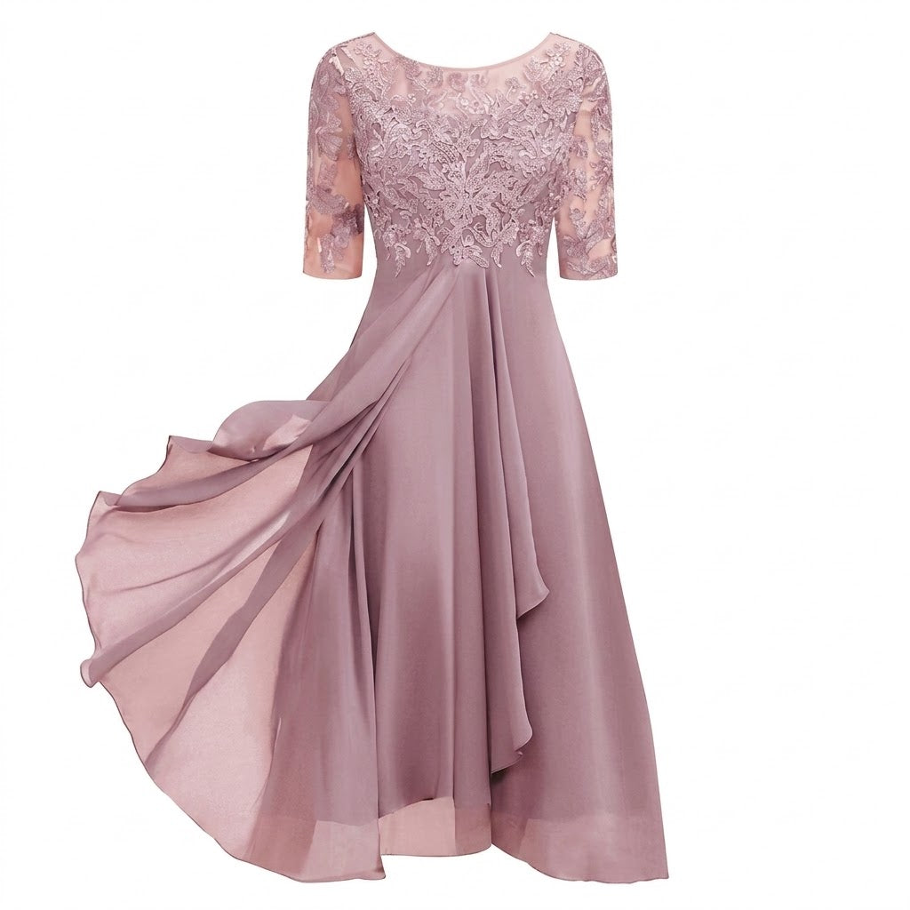⚡Hot Sales-50% OFF🔥Elegant Lace Patchwork Chiffon Dress