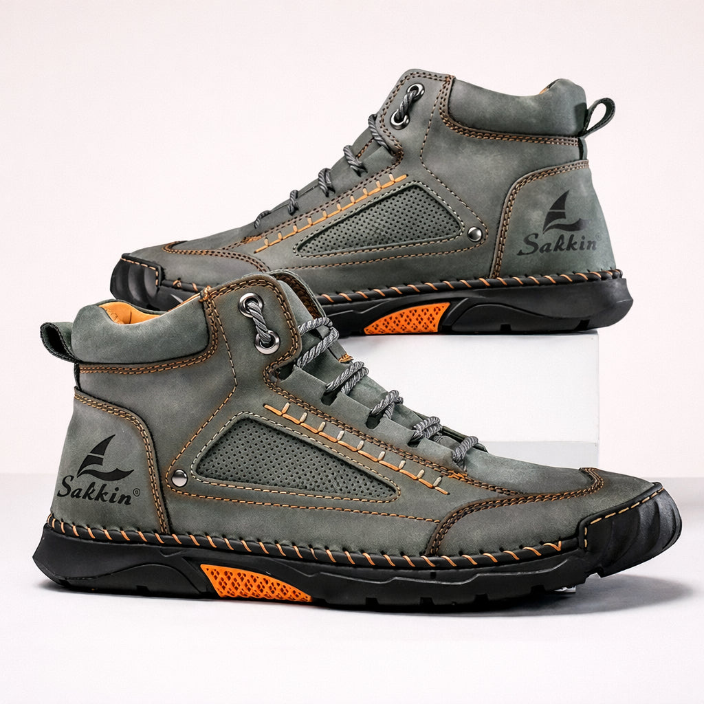 (🎁#1 Best Seller) Men's Comfortable Handmade Leather Boots – Waterproof, Arch Support, Pressure Relief, Spacious Toe Box Outdoor Leather Shoes