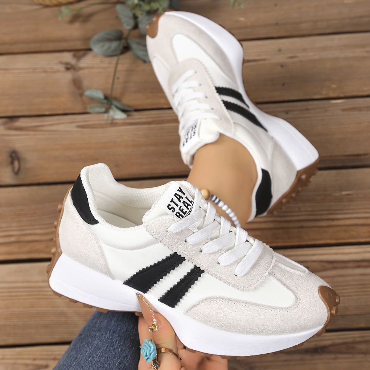 Women's Retro Striped Casual Sneakers