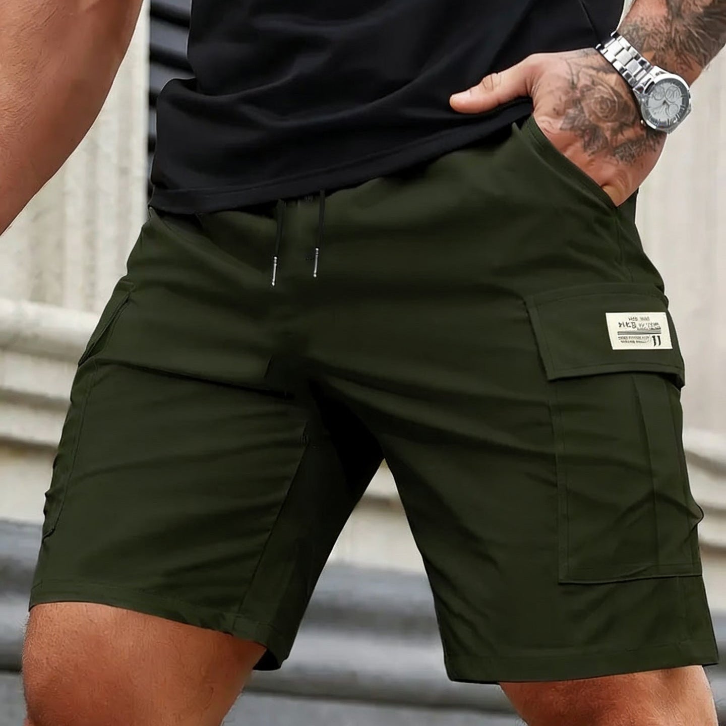 Men’s Summer Quick‑Dry Cargo Shorts  Loose Fit Knee Length