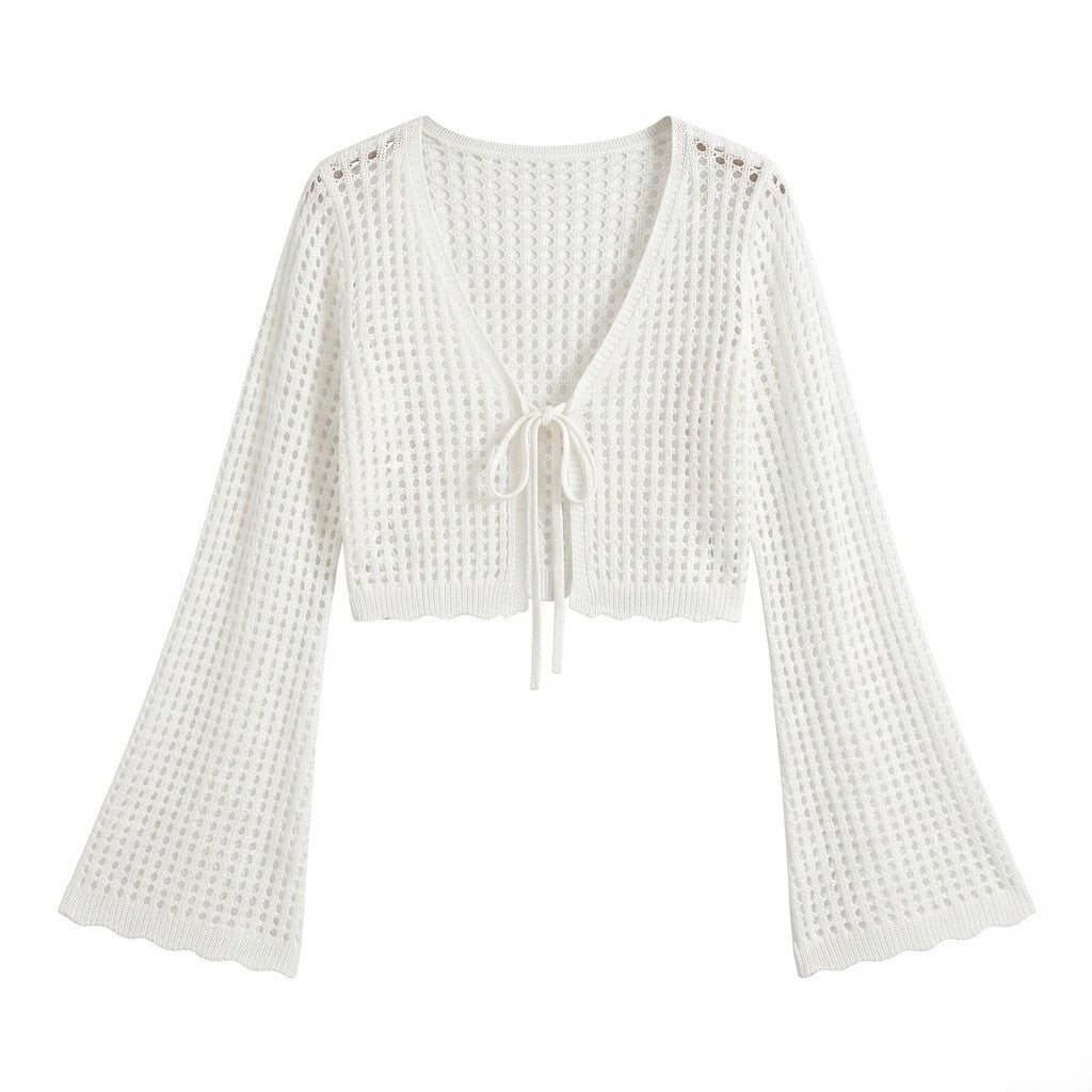 🌸Retro Urban Flare Sleeve Crochet Shrug | Summer Beach & Festival Knit Top ✨