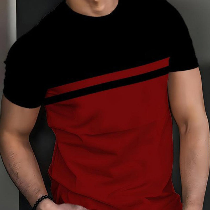 Men's color-blocked round neck t-shirt