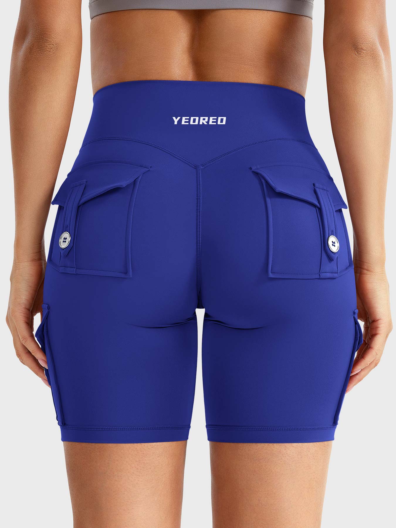 High Waist Cargo Yoga Shorts – Button Pockets, Butt Lift &amp; Ultra-Breathable