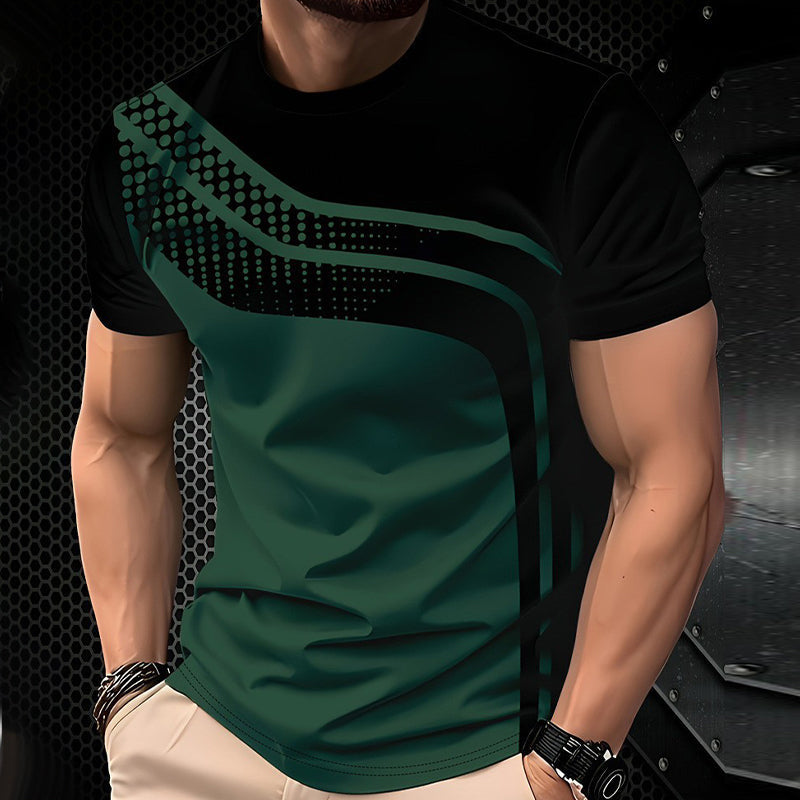 Men's color-blocked round neck t-shirt
