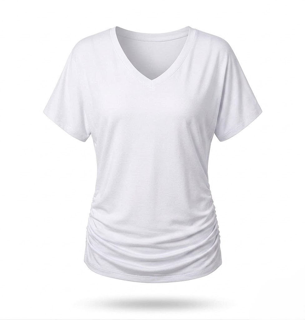 🏷️ 50% OFF SALE |Women's Everyday Comfort Ruched V-Neck T-Shirt