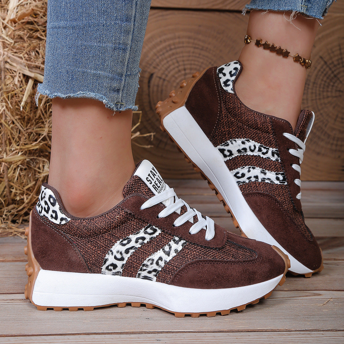 Women's Retro Striped Casual Sneakers