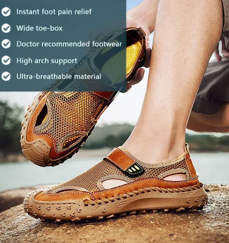⏰Last Day! 50% OFF 🔥Men's Handmade Cowhide Breathable Mesh Walking Shoes